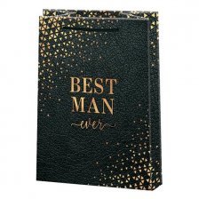 Пакет подарочный бумажный Мир открыток (М) 18*22,7 см, "Лучшему мужчине", ламинация