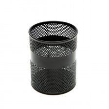 Подставка-стакан для канцтоваров Alingar, металлическая, круглая, перфорация, черная