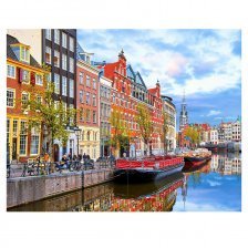 Алмазная мозаика Рыжий кот, без подрамника, с частичным заполнением, (матов.), 30х40 см, 26 цветов, "Прекрасный Амстердам"