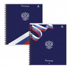 Тетрадь 96л., А5, клетка, Alingar, "Символы России", гребень, блок офсет, мелованный картон, 2 дизайна в пленке т/у