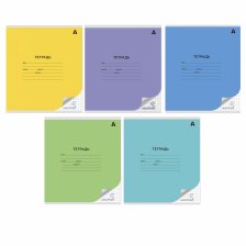 Тетрадь 12л., клетка, Alingar, скрепка, блок офсет, 100% белизна, мелованный картон (стандарт), "Mix Bright", 5 дизайнов в пленке т/у