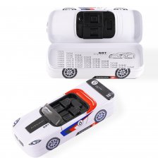 Пенал металлический 2 отделения Alingar, 80х200 мм, "Sport car", белый, таблица умножения, форма - машина