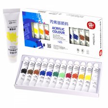 Краска акриловая Alingar, 12 цветов, 12 мл., пластиковая туба,  картонная упаковка