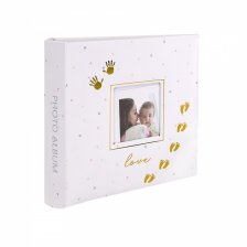 Фотоальбом, Alingar, 22 х 22,5 х 5 см, "Mom and baby", 52 листа, белый, для 208 фото формата 10х15 см, дизайн ладошки, поля для текста, картон. коробк