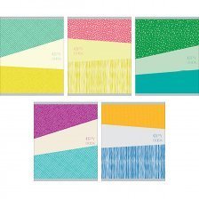 Тетрадь 40л., А5, клетка, Канц-Эксмо "Разноцветная серия", скрепка, мелованный картон, 5 дизайнов
