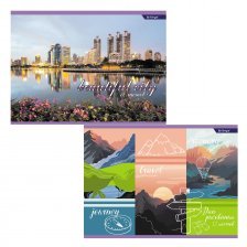 Тетрадь для рисования 20,5*27,5 см., 12л., Alingar, на скрепке, мелованный картон (стандарт), 100г/м2, "Beautiful nature and cities"