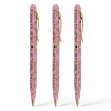 Набор шариковых ручек Alingar, "Beautiful design", 1,0 мм, синяя, поворотный механизм, круглый, цветной, розовый пластиковый корпус, 3 шт/уп