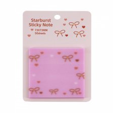 Прозрачные стикеры для заметок с клеевым краем, Alingar, 73*73 мм, 50 л., "Бантики", розовый цвет, покрытие с блеском, пластик, 12 шт/уп, европодвес