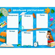 Настольное покрытие для творчества, ПЧЕЛКА, 320 х 430 мм, пластик, "Расписание уроков"