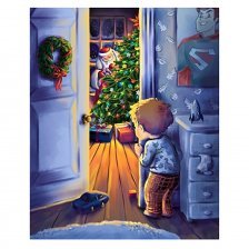 Картина по номерам Рыжий кот, 40х50 см, с акриловыми красками, холст, "Дед мороз существует"