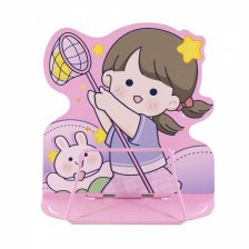 Подставка для книг Alingar, 165х165 мм, "Funny girl" девочка с зайчиком, розовый, регулируемый угол наклона, металл, пакет с европодвесом