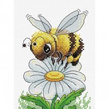 Набор для вышивания крестом, М. П Студия, 16*12 см, ( в наборе нитки мулине 12 цв., черно-белая схема, канва № 14, инстр.) "Трудолюбивая пчелка"