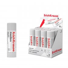 Клей-карандаш ErichKrause, 30 гр, белый, картонная упаковка, "EasyStick"