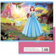 Тетрадь для рисования 19,5*27,5 см., 12л., Alingar, на скрепке, мелованный картон, "Принцесса в сказочном лесу"