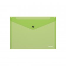 Папка-конверт на кнопке ErichKrause, A4, 232х333х9 мм, 140 мкм, полупрозрачный, ассорти,"Fizzy Neon"