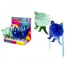 Ручка гелевая Alingar "Динозаврик", 0,5 мм, синяя, игольчатый наконечник, круглый цветной пластиковый корпус, картонная упаковка