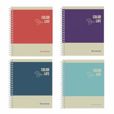 Тетрадь А5 48л., клетка, Alingar, гребень, блок офсет, мелованный картон (стандарт), "Your life", 4 дизайна в пленке т/у