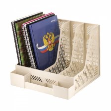 Лоток-органайзер для бумаг вертикальный, сборный, секционный Alingar, 4 отделения, пластик, бежевый, в комплекте наклейки