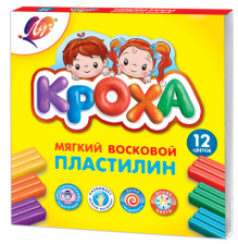Пластилин Луч, 12 цветов, 198 гр., мягкий, восковой, со стеком, картонная упаковка, "Кроха"