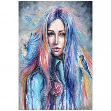 Картина по номерам Рыжий кот, 40х50 см, с акриловами красками, 20 цветов, холст, "Девушка с яркими волосами"