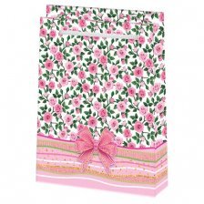 Пакет пдарочный бумажный Мир открыток (S) 11*13,7 см "Маленькие розовые розочки", ламинация