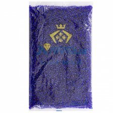 Бисер Alingar размер №8 вес 450 гр., синий прозрачный, внутреннее серебрение, пакет