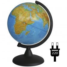 Глобус физический, Глобусный мир, d=210 мм, с подсветкой, 220 V, на круглой подставке