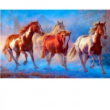 Картина по номерам Alingar, 40х50 см, 22 цвета, с акриловыми красками, холст, "Табун лошадей"