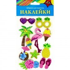 Декоративный материал Апплика, наклейки из ЭВА, пакет с европодвесом, "Яркие тропики. Ассорти"