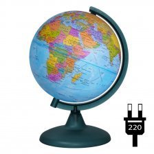 Глобус политический, Глобусный мир, d=210 мм, с подсветкой, 220 V, на круглой подставке