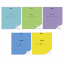 Тетрадь 12л., косая линия, Alingar, скрепка, блок офсет, 100% белизна, мелованный картон (стандарт), "Mix Bright", 5 дизайнов в пленке т/у