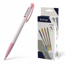 Ручка шариковая автоматическая Alingar "ARROW", 0,7 мм, синяя, игольчатый наконечник, круглый, белый, пластиковый корпус, карт. уп. европодвес