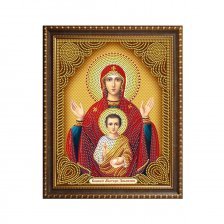 Алмазная мозаика Alingar, на подрамнике, с частичным заполнением, (блест.), 27х33 см, 7 цветов, "Икона Божьей Матери Знамение"