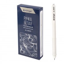 Ручка гелевая Alingar, "Exams", 0,5 мм, черная, автоматическая, игольчатый наконечник, резиновый грип, круглый белый пластиковый корпус, картон.упак