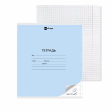 Тетрадь 18л., клетка, Alingar, скрепка, блок офсет, 100% белизна, мелованный картон (стандарт), "Голубая"