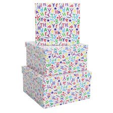 Набор подарочных квадратных коробок 3 в 1 Миленд, 19,5*19,5*11 - 15,5*15,5*9 см, "Буквы"