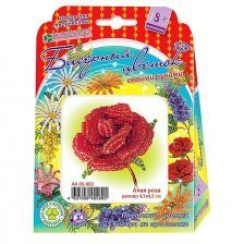 Набор для изготовления цветка из бисера  Клевер, 155х110х30 мм, картонная упаковка, "Алая роза"