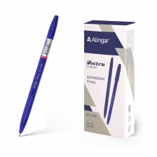 Ручка шариковая Alingar на масляной основе "Vectro", 1 мм, синяя, игольчатый наконечник, грип, шестигран. синий пластик. корпус, 24 шт/уп,карт. уп.