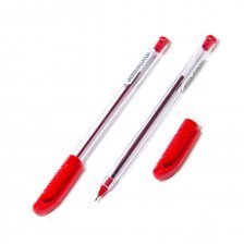 Ручка шариковая Todays "Ball Clossy", 0,7 мм, красная, игольчатый наконечник, круглый, прозрачный, пластиковый корпус, картонная упаковка