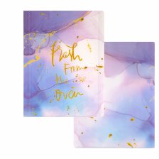 Папка с 40 вкладышами Alingar, А4, 310х235 мм, пластик, 400 мкм, мраморный дизайн с надписью "Fresh", сиреневый