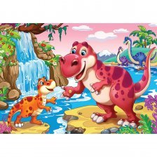 Алмазная мозаика Рыжий кот, без подрамника, на картоне, с частичным заполнением, (блест.), 17х22 см, 14 цветов, "Удивительный мир динозавров"
