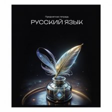 Тетрадь предметная "Русский язык" А5 48л., линия, со справ матер, скрепка, мелованный картон(стандарт), блок офсет, Alingar "Неоновый свет"
