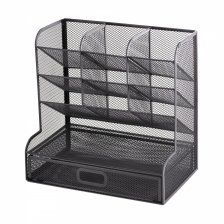 Подставка-органайзер д/канцтоваров, Alingar, металлическая, 27*15*27 см, 11 отделений, выдвижной ящик, черный