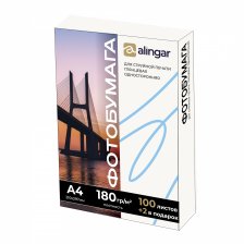Фотобумага односторонняя Alingar, А4, 180 г/м2, 210*297 мм.,100л. + 2л., глянцевая.
