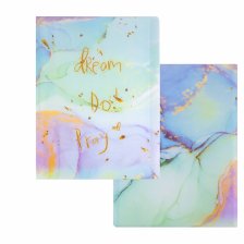 Папка с 20 вкладышами Alingar, А4, 310х235 мм, пластик, 400 мкм, мраморный дизайн с надписью "Dream", зеленый