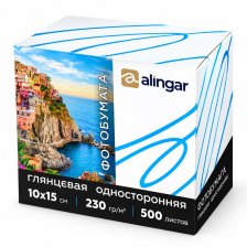 Фотобумага односторонняя Alingar, 10*15см, 230 г/м2, 500л., глянцевая