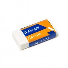 Ластик Alingar, прямоугольный, белый, синтетический каучук, в индивидивидуаьной упаковке, 35х17х8 мм