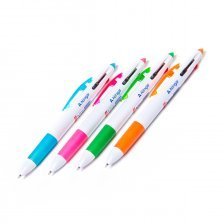 Ручка шариковая Alingar "Poly-colors", 0,1 мм, 3-х цветная, резиновый грип, автоматическая, круглый, белый, пластиковый корпус, картонная упаковка