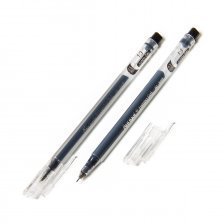 Ручка гелевая Alingar, "Jumbo GeL", 0,5 мм, черная, игольчатый наконечник, круглый, прозрачный, пластиковый корпус, в уп. 12 шт., картонная упаковка