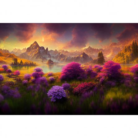 Картина по номерам Рыжий кот, 40х50 см, с акриловыми красками, 30 цветов, холст, "Волшебные поля в горах" фото 1